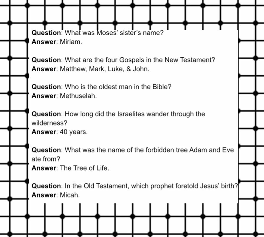 100 Bible Trivia Questions And Answers Plus Printables Our Blog M 89114