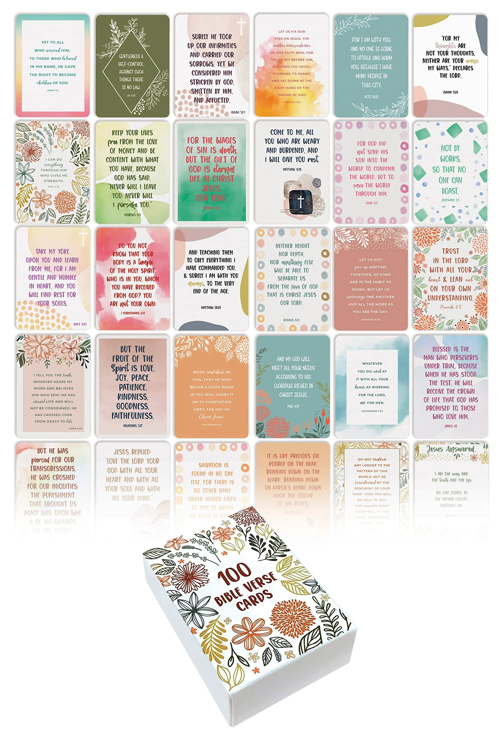 100 Bible Verse Encouragement Cards Old New Testament 100 Unique Designs By Better Office Products Inspiration Motivation Affirmation Card Deck 2 5 X 3 5 Playing Card Size Walmart