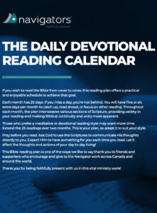 12 MONTH BIBLE READING PLAN Navigators Of Canada