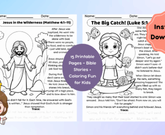 15 bible stories about jesus for kids printable coloring pages verse tracing classful