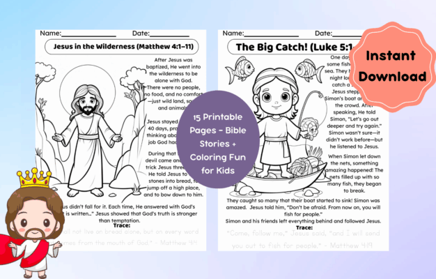 15 bible stories about jesus for kids printable coloring pages verse tracing classful