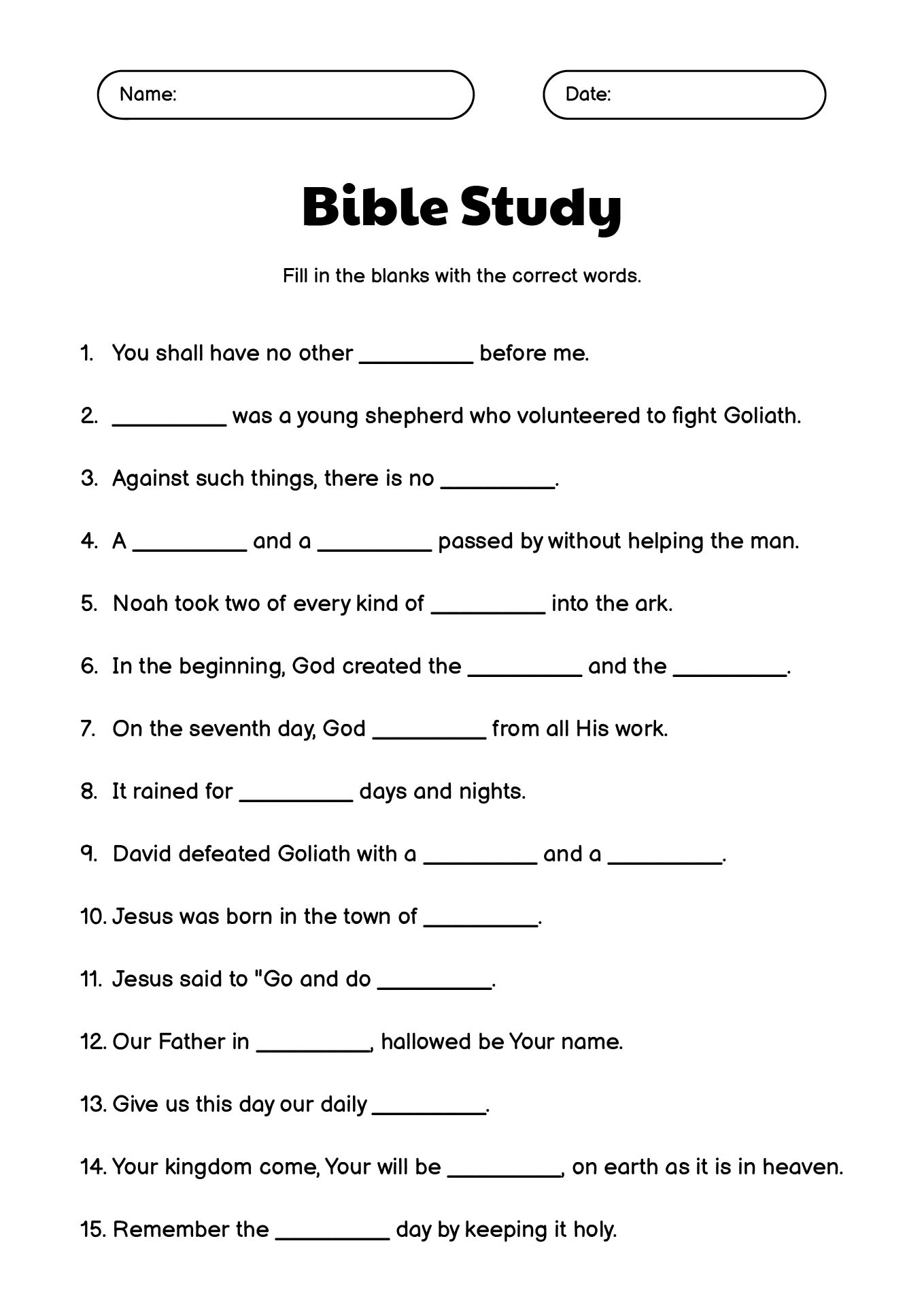 Free Printable Teen Bible Worksheets