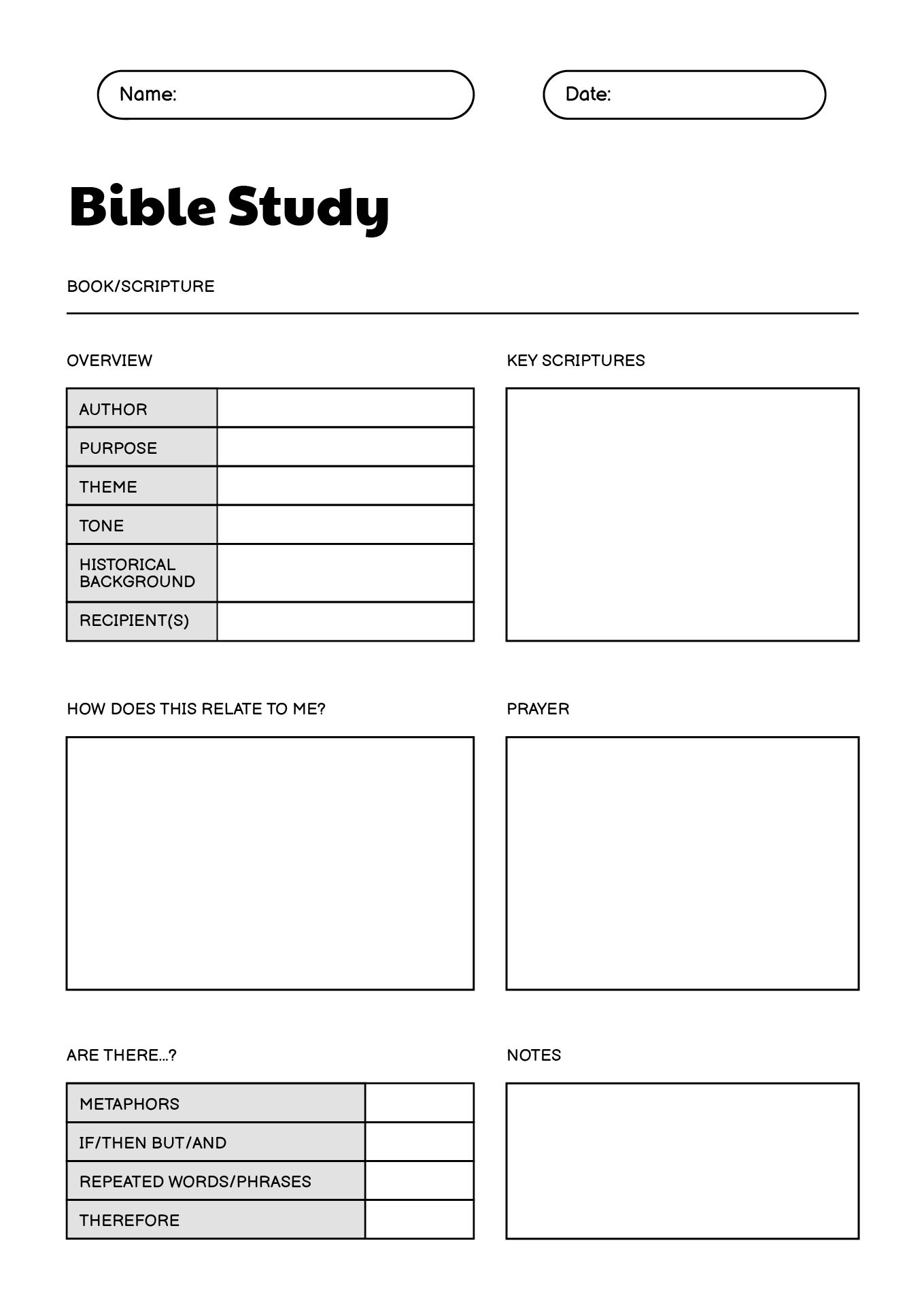 Free Printable Bible Outline Sheets