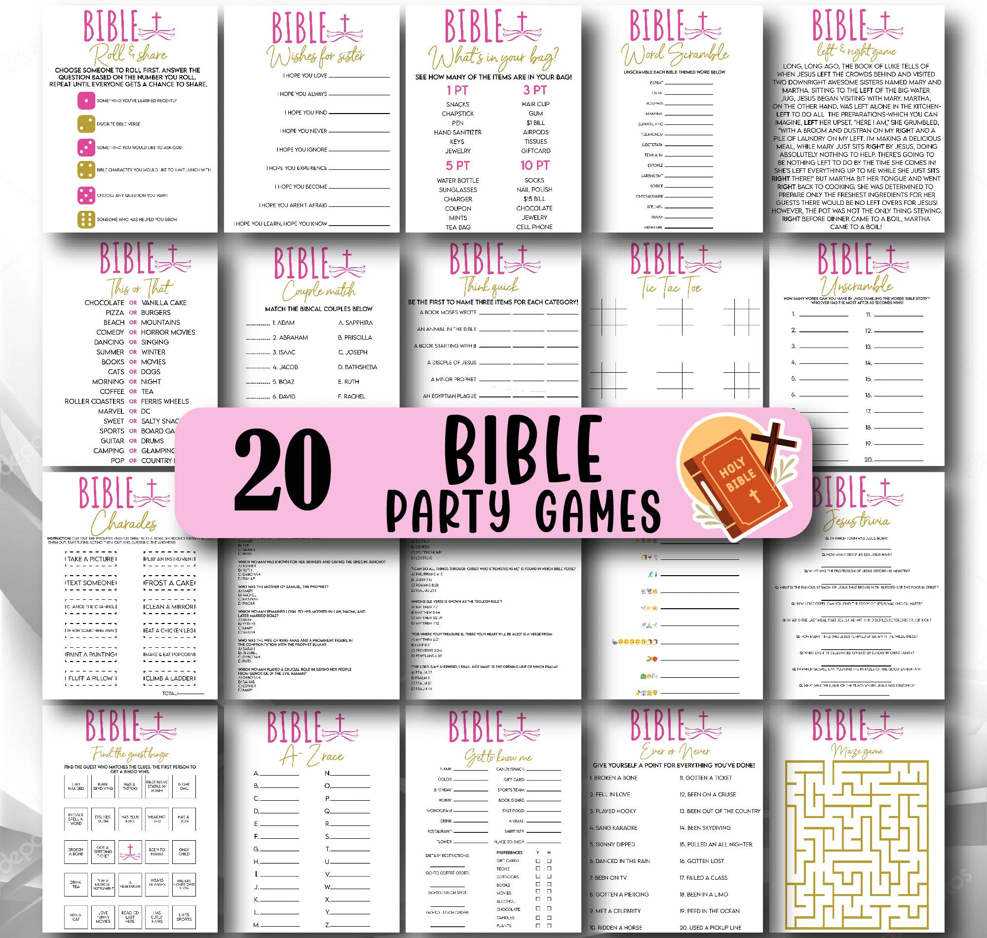 Printable Bible Party Games