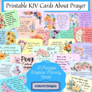 20 KJV Prayer Bible Verse Printable Cards printable Scripture Note Cards Bookmarks scripture Memorization bible Journaling watercolor Etsy