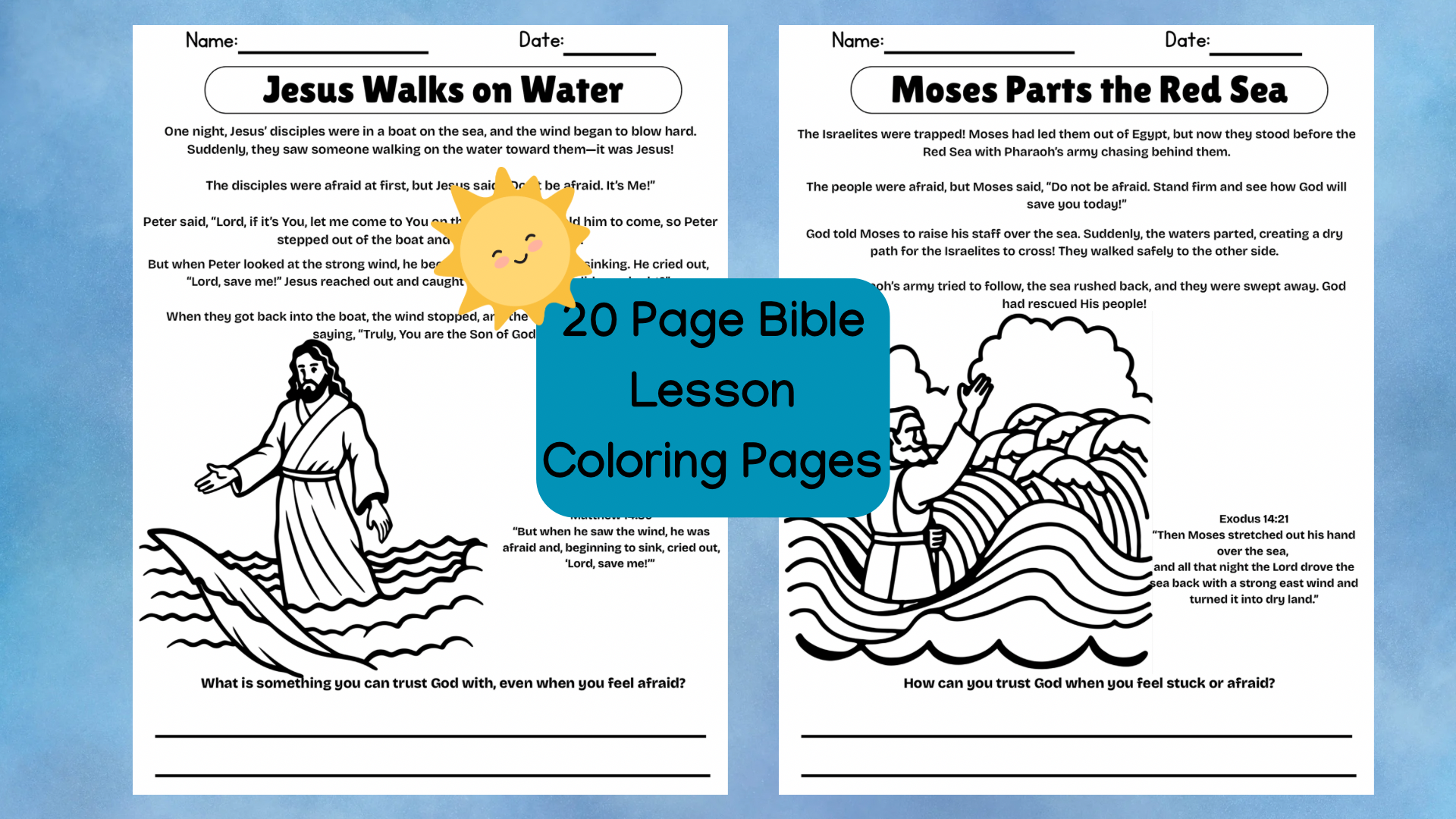 20 page bible story lessons with coloring pages for kids faith based learning fun activities classful