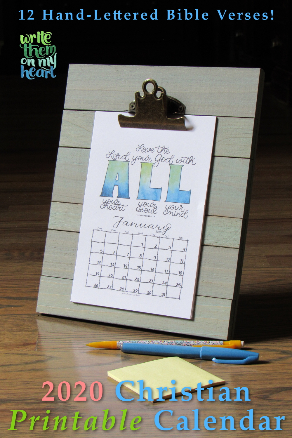 2020 Christian Printable Wall Calendars Write Them On My Heart