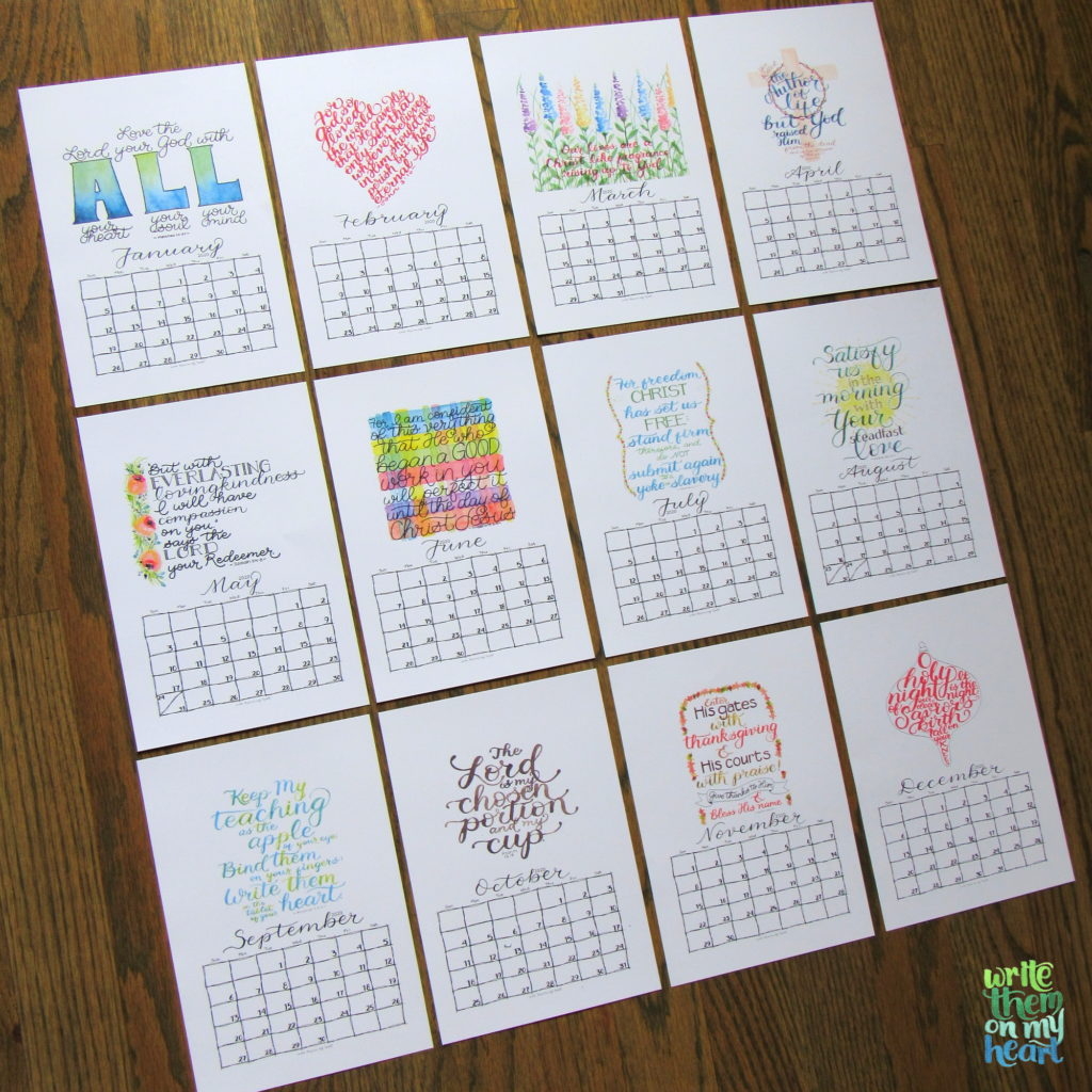 2020 Christian Printable Wall Calendars Write Them On My Heart