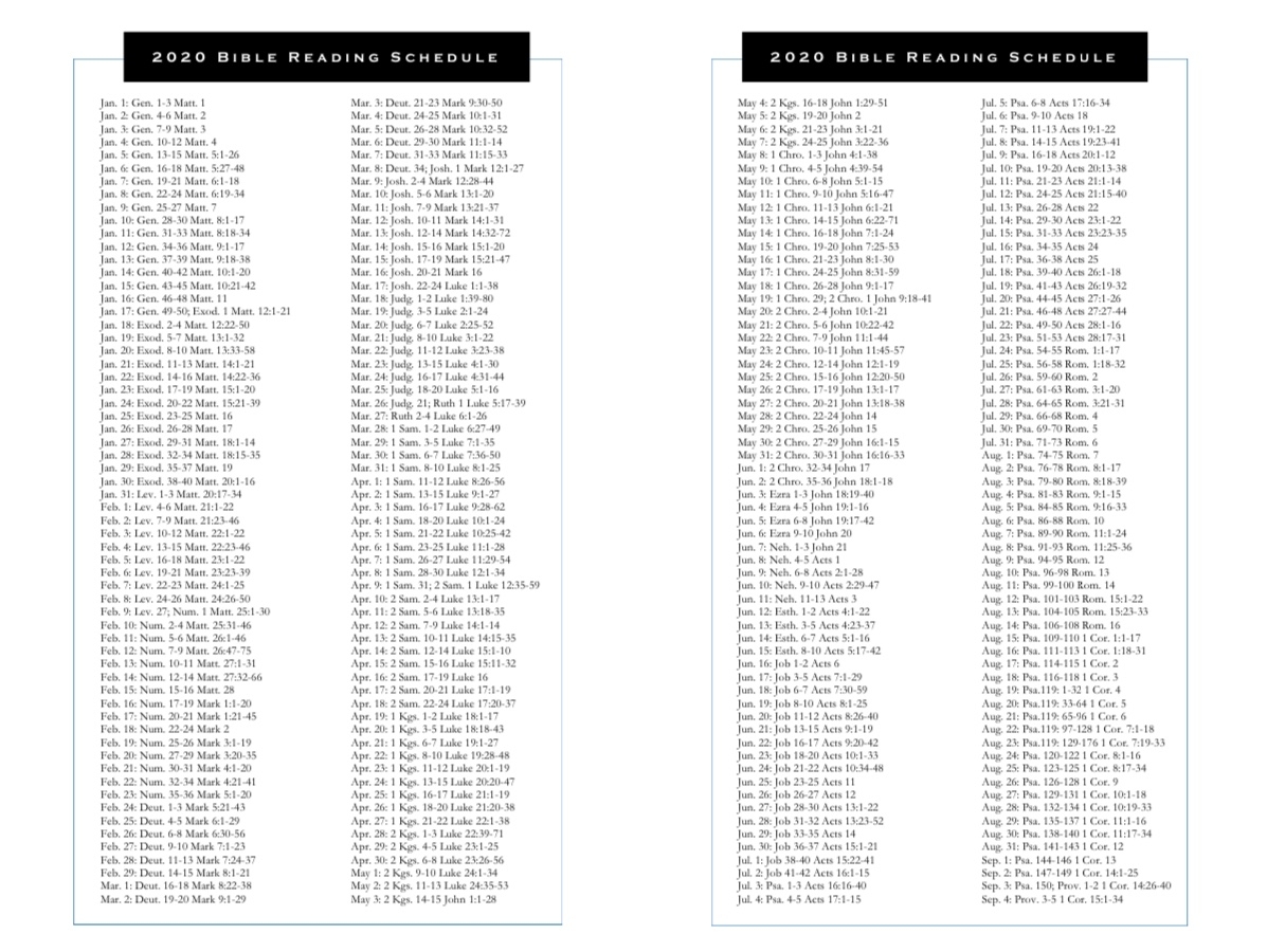 One Year Bible Reading Schedule Printable