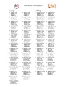 2025 Bible Reading Plan Red Lane Baptist Church