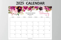 2025 Calendar PRINTABLE Psalms Bible Verse Floral Monthly Planner Christian Wall Desk Calendar Sunday Start Letter A4 Sizes Goodnotes Etsy