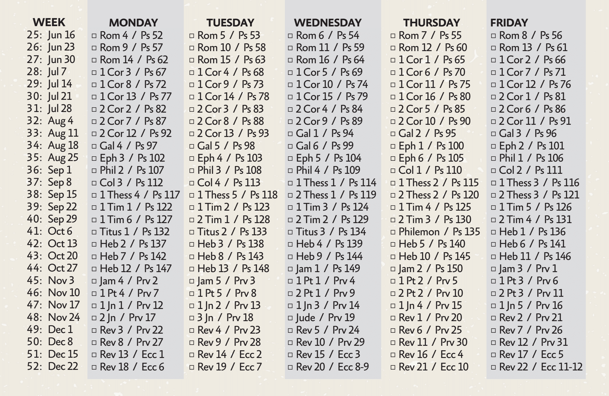 2025 Reading Plan Watkinsville First Baptist Church