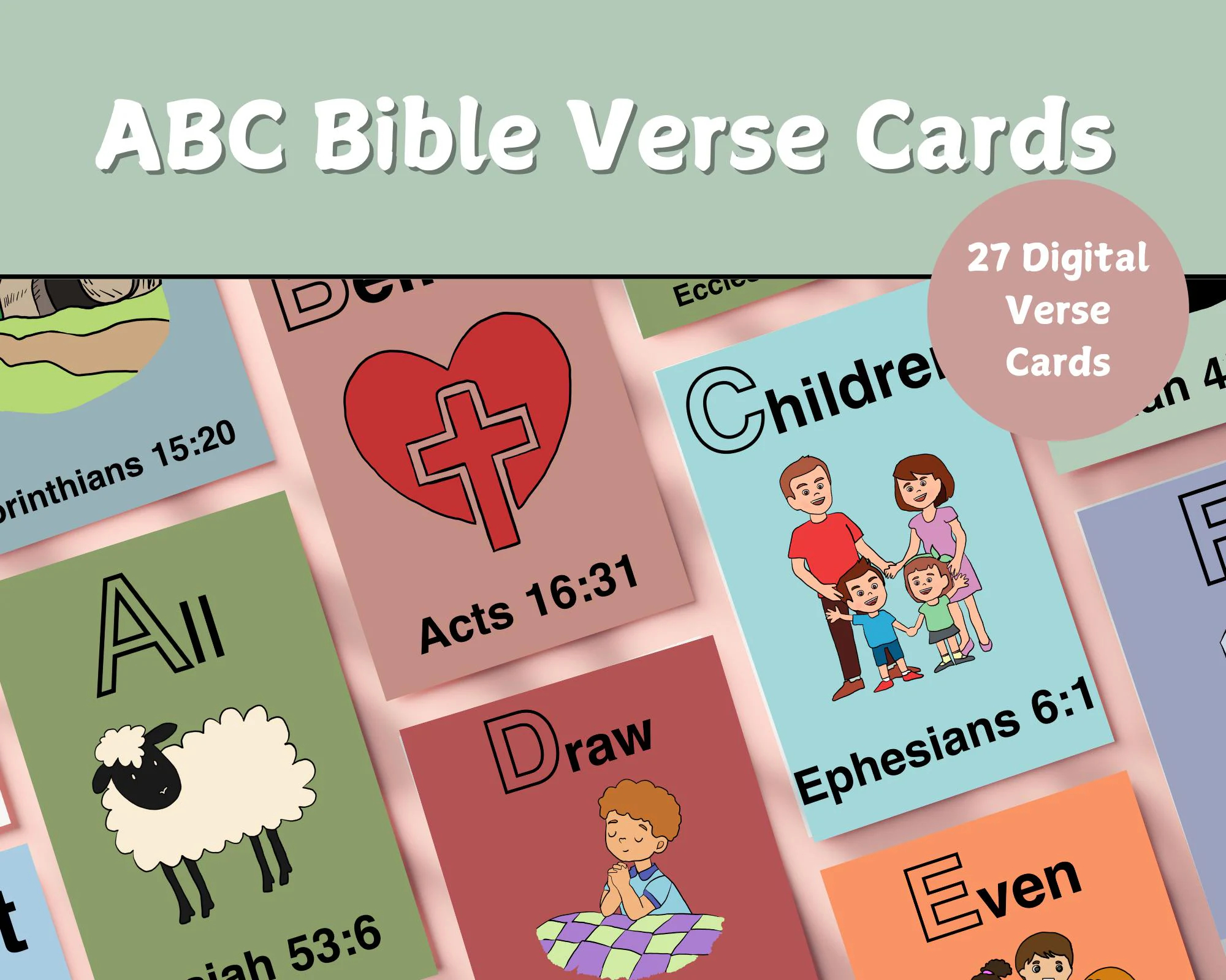 27 ABC KJV Bible Verse Cards For Kids Printable Scripture Memory Card Sunday School Printable Christian Bible Verses Digital Download Etsy