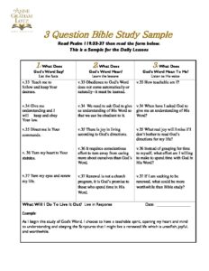 3 question bible study worksheet sample anne graham lotz angel ministries