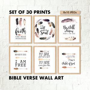 30 Bible Verse Prints Printable Wall Art Scripture Set Bible Verse Poster Set Christian Prints Set 8x10 Digital Posters Christian Art Etsy