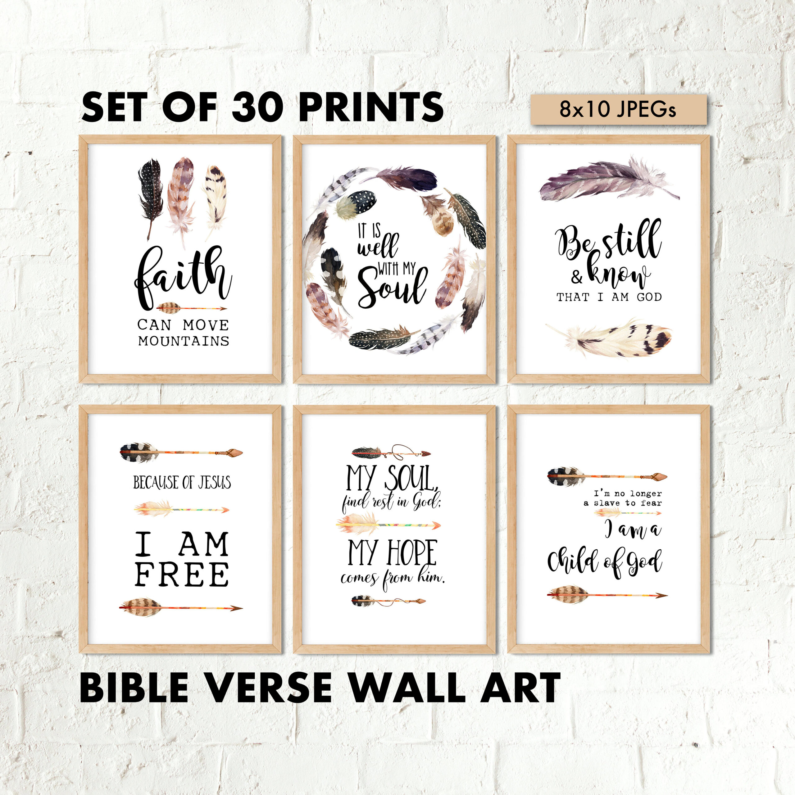 30 Bible Verse Prints Printable Wall Art Scripture Set Bible Verse Poster Set Christian Prints Set 8x10 Digital Posters Christian Art Etsy