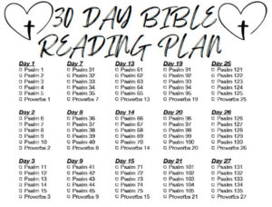 30 Day Bible Reading Plan Psalms And Proverbs Etsy