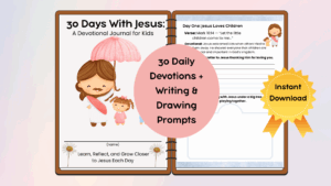 30 Day Kids Bible Devotional Journal Christian Printable For Children Jesus Writing U0026 Drawing Prompts Sunday School Activity Classful