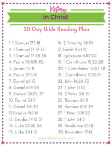 30 Day Victory In Christ Bible Reading Plan The Holy Mess
