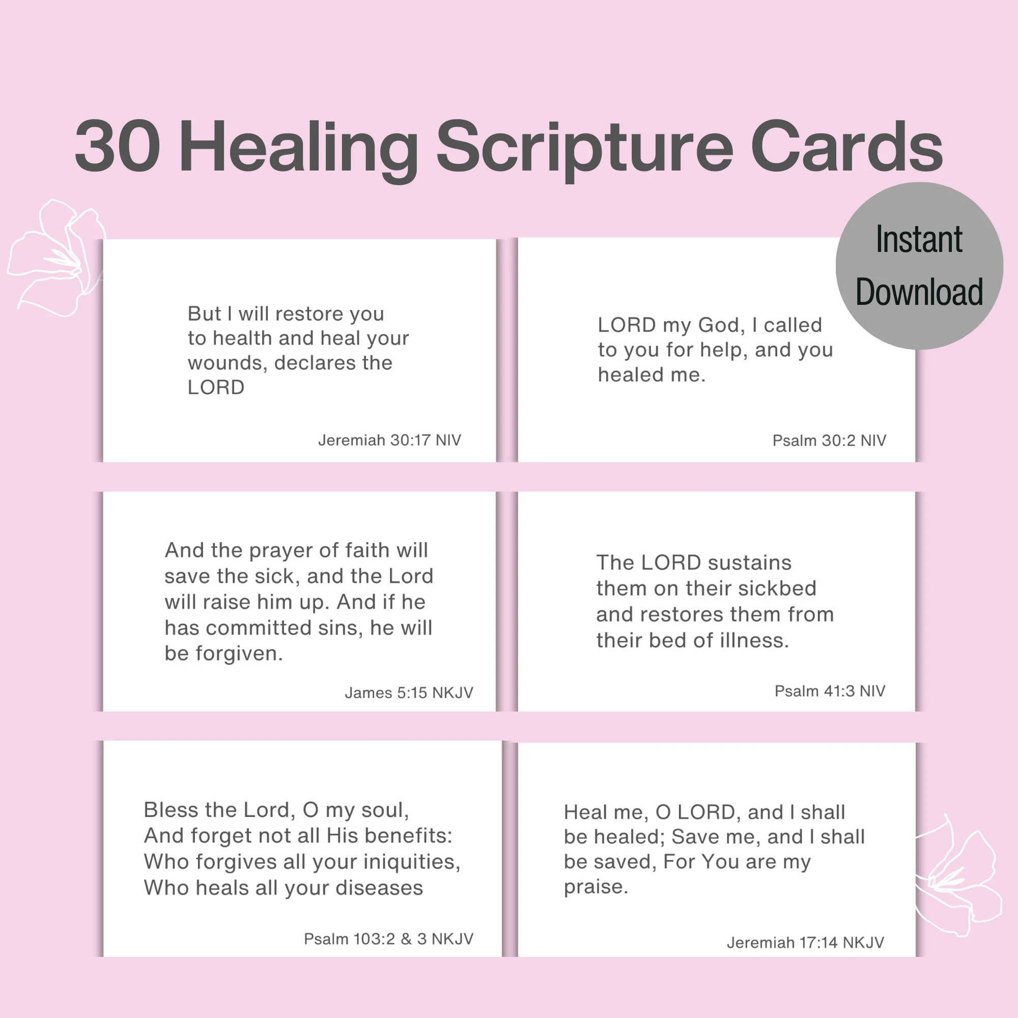 30 Healing Printable Scripture Cards Minimalist Healing Bible Verse Cards Mental Health Scriptures Encouragement Scripture Cards PDF Etsy