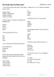 301 Bible Trivia Questions Answers free Download Sunday Worksheets Library
