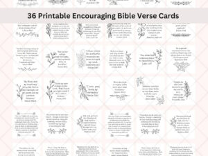 36 Encouraging Bible Verse Cards Printable Scripture Cards Mini Scripture Cards Self Care Printable Digital Printable Black And White Etsy