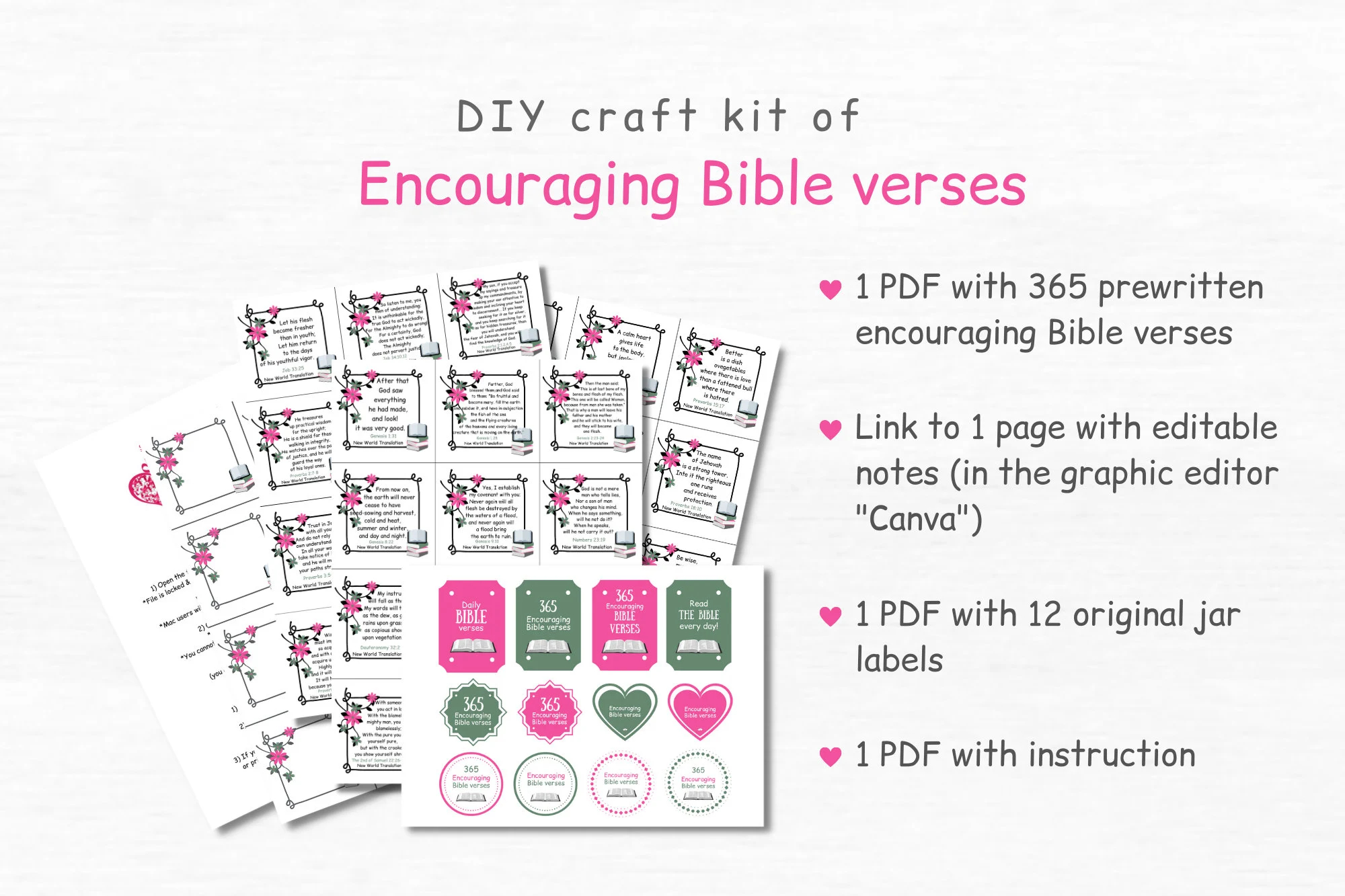 365 Bible Verse Scripture Cards Bible Study Christian Stickers 