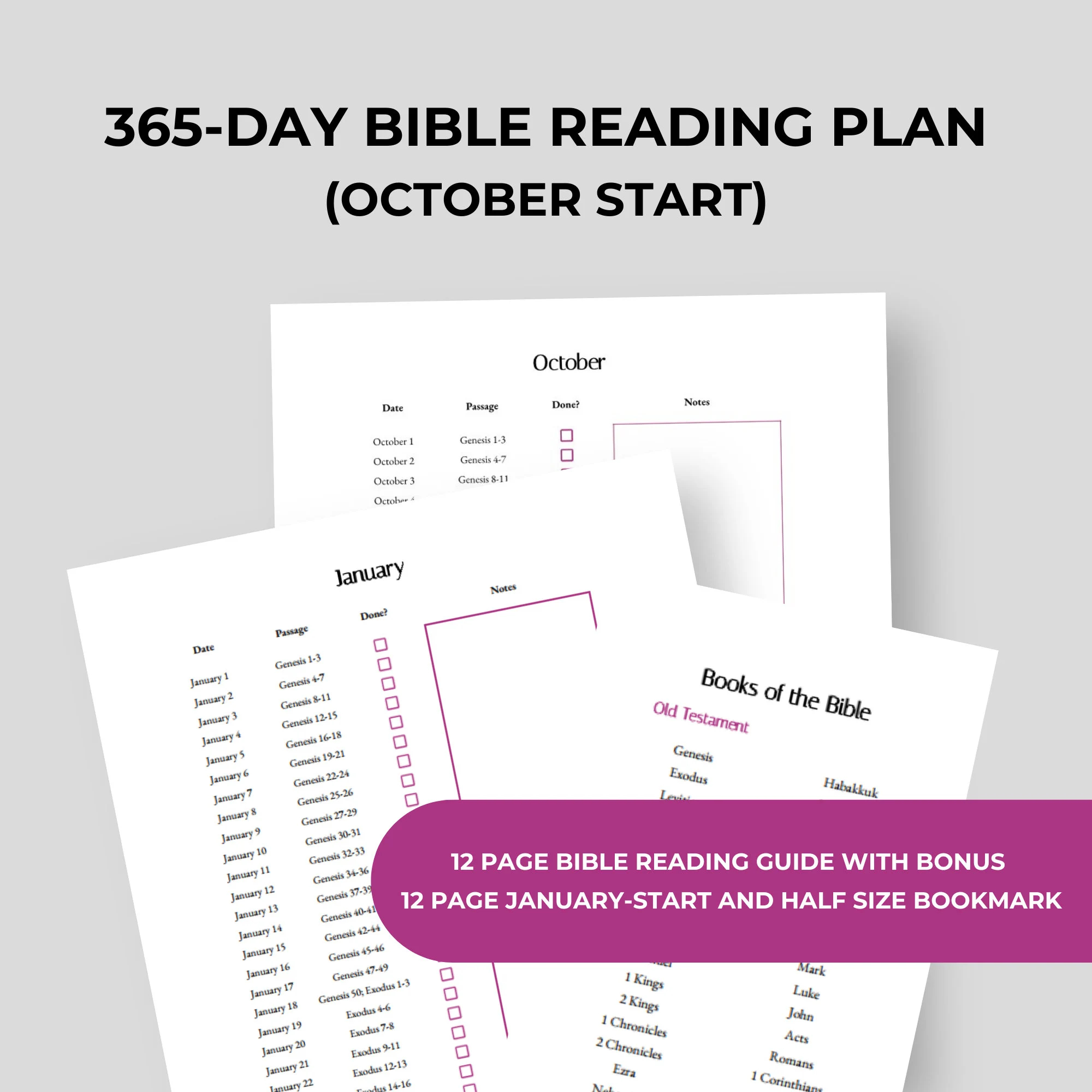 365 day Bible Reading Plan october Start Etsy