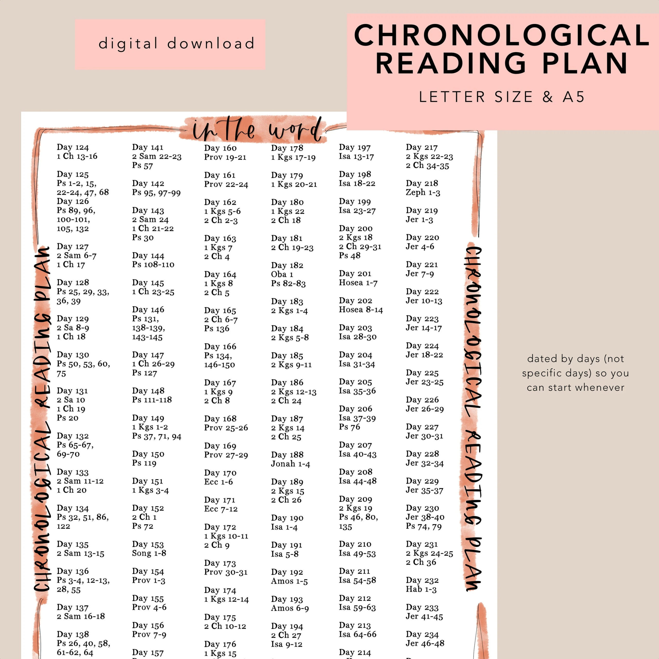 365 Chronological Bible Reading Plan Printable