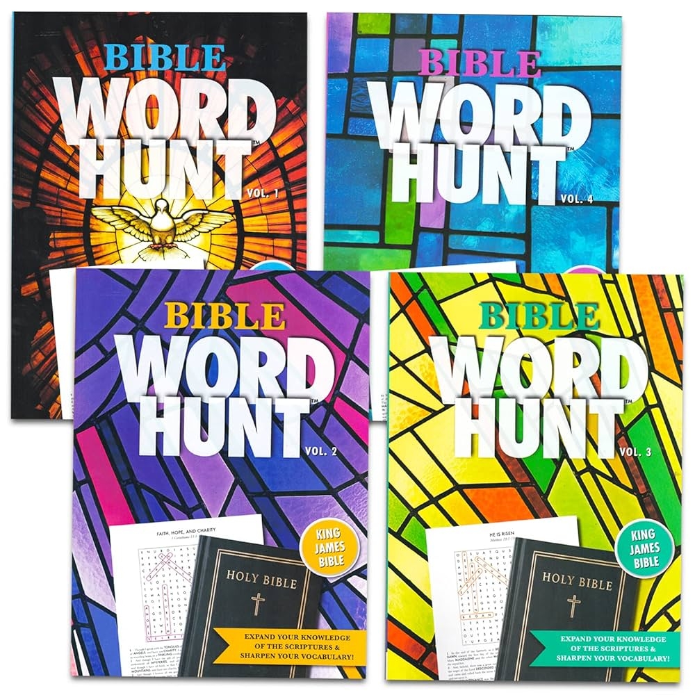4 Biblical Word Search Books For Adults Seniors Set Of 4 Jumbo Bible Word Hunt Puzzle Books With Large Print And Bookmark Over 300 Religious Puzzles Biblical Puzzles Religious Puzzles Bible