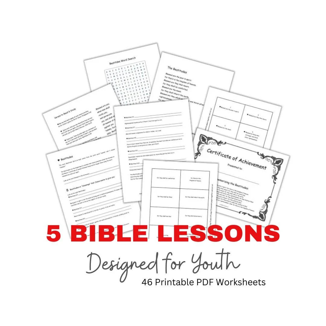 5 Bible Study Lessons Designed For Youth Easy to read And Understand 46 Printable PDF Worksheets For Church Homeschool And Bible Groups Etsy