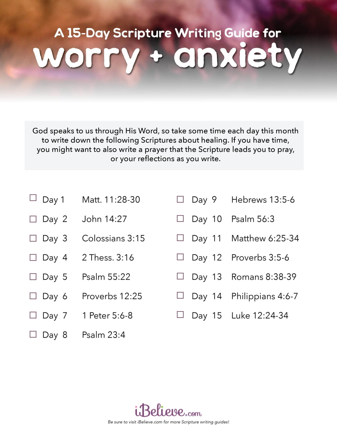 A 15 Day Scripture Writing Guide For Worry And Anxiety Printable Download Free