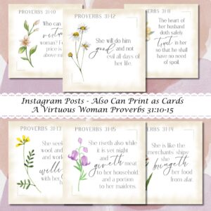 A Virtuous Woman Proverbs 31 10 31 22 Christian Instagram Post 11x11 Inch Wall Art Bible Scripture Cards Powerpoint Bible Study Or Sermon Etsy