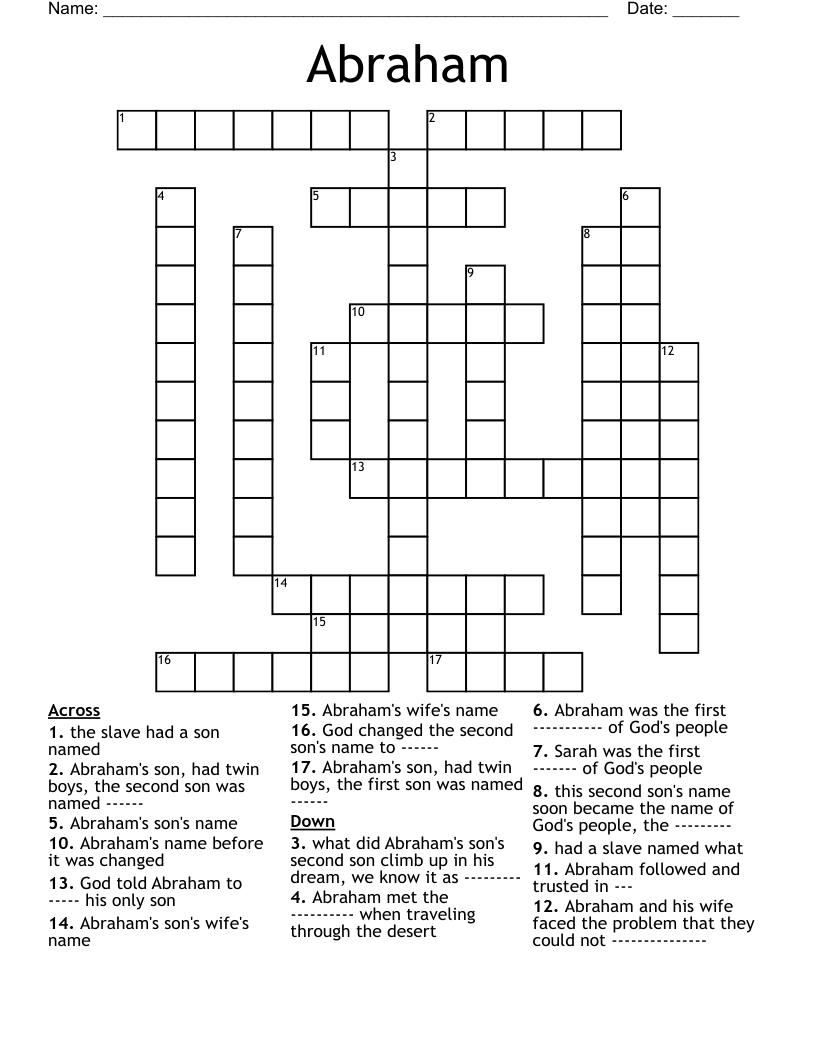 Abraham Crossword WordMint