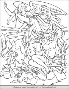 Abraham Is Tested Sacrifice Isaac Coloring Page TheCatholicKid