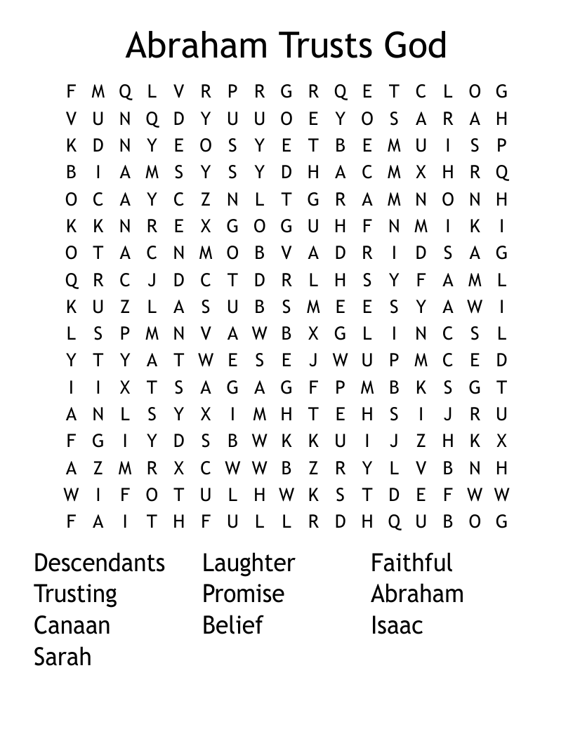Abraham Trusts God Word Search WordMint