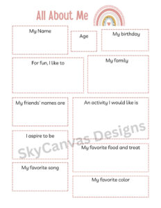 All About Me Printable For Girls Young Women Lds Activity Days Birthday Spotlight Get To Know You Favorite Things Rainbow Pink Etsy