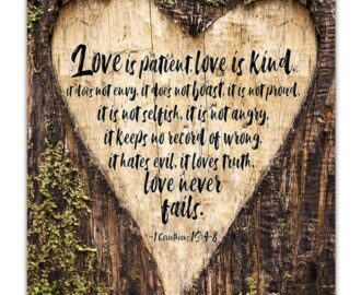 Amazon 1 Corinthians 13 4 8 Love Is Patient Love Is Kind Bible Verse Quote Wall Art Unframed Tree Timber Heart Print Makes A Great Gift For Family Friends Under 20 Posters