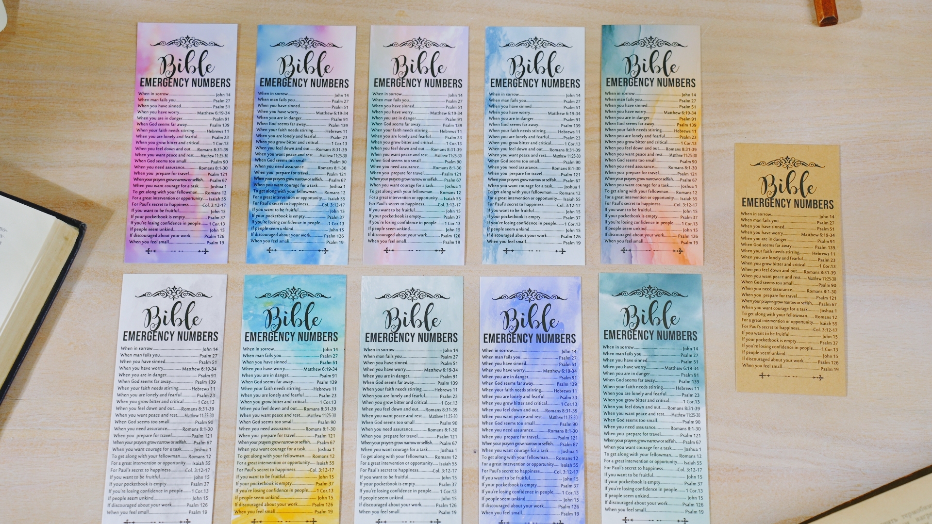 Amazon 100 Pcs Christian Bible Emergency Numbers Bookmark Grandparents Day Church Gift 2 36 X 6 Religious Bible Verse Bookmark For Catholic Friend Family Sunday School Retreat Class Morandi Color Office Products