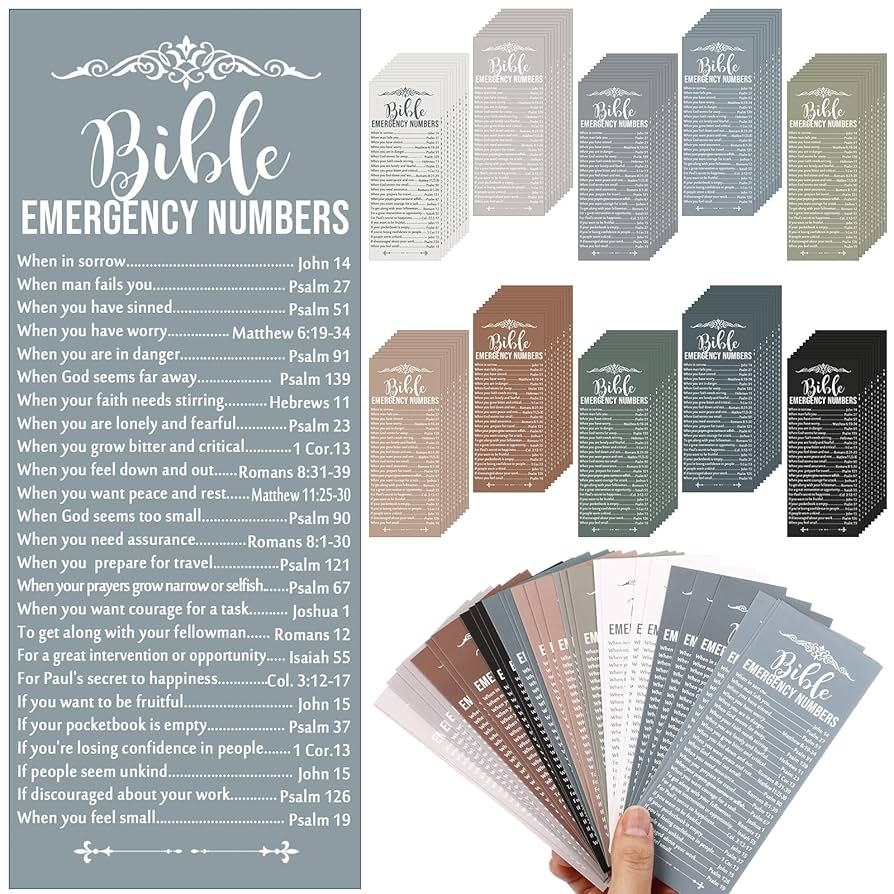 Free Flower Bible Emergency Number Printable Bookmarks