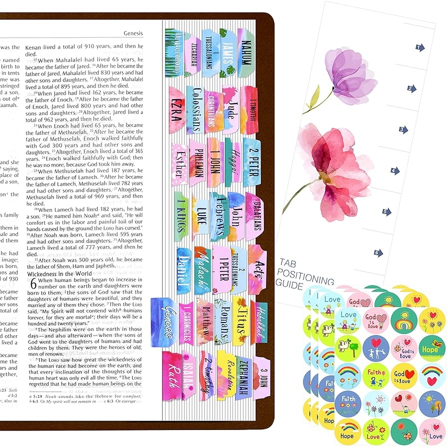 Amazon 105 PCS Bible Indexing Tabs Set 80 PCS Christian Faith Sticker With Bonus Aligning Guide Office Products
