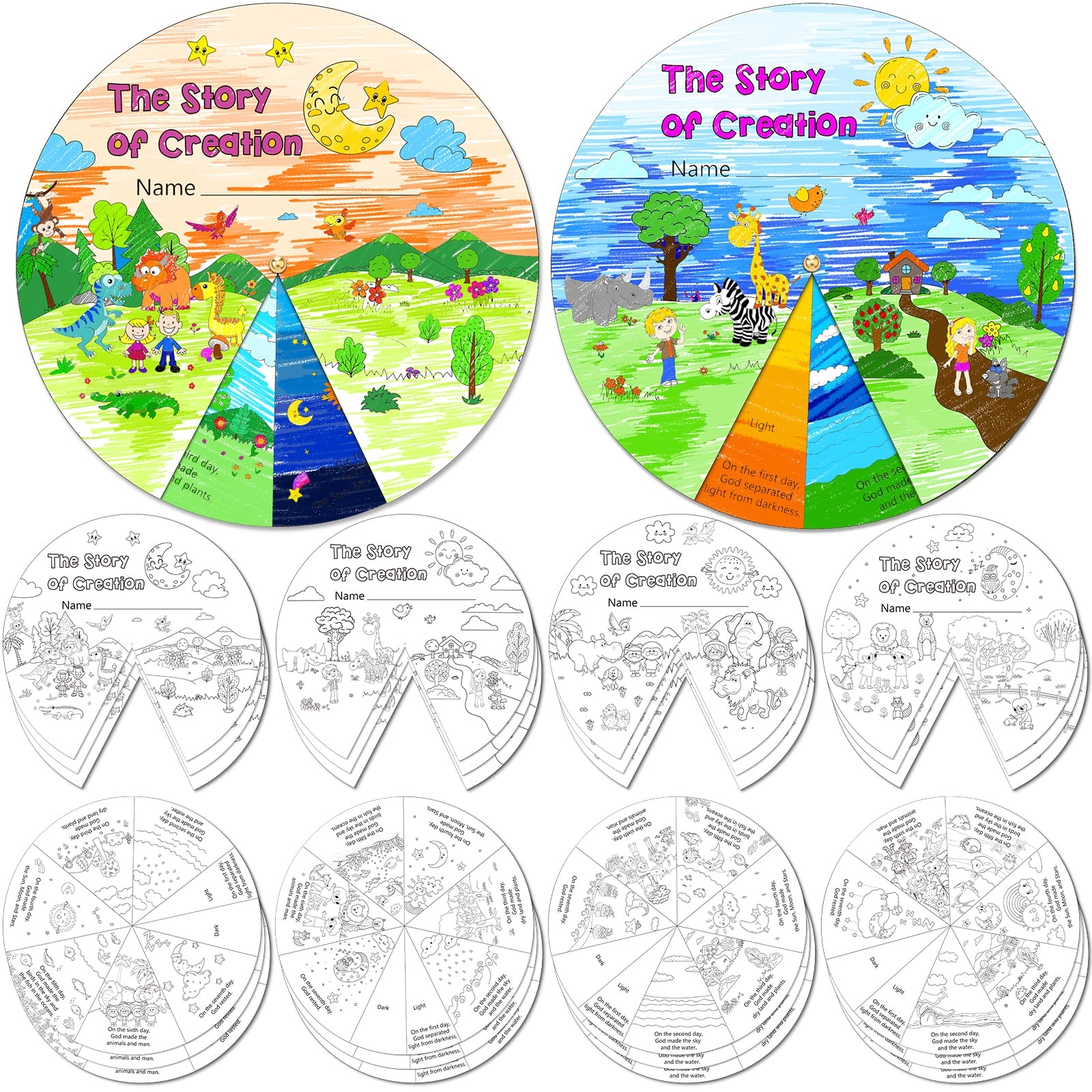 Amazon 12 Sets DIY Religious Crafts Church Youth Group Fun Sunday School Activities Crafts For Kids Make Your Own The Story Of Jesus Creation Wheel Vacation Bible School Crafts Toys 