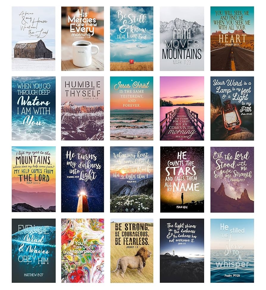 Amazon 20 Bible Verse Aesthetic Photography Prints Christian Wall Collage Kit For Teen Rooms Or Dorms Inspirational Faith Decor Gift 5x7 Professional Photos Home Kitchen