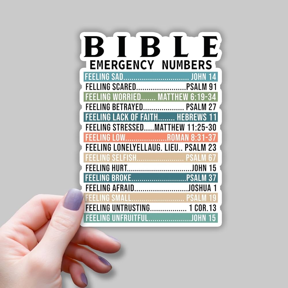 Amazon 3pcs Bible Emergency Numbers Sticker Christian Bible Verse Jesus Vinyl Decal Motivation Inspirational Stickers For Tumbler Books Laptops Phone Water Bottles Kindles Car 2 1x3 Electronics