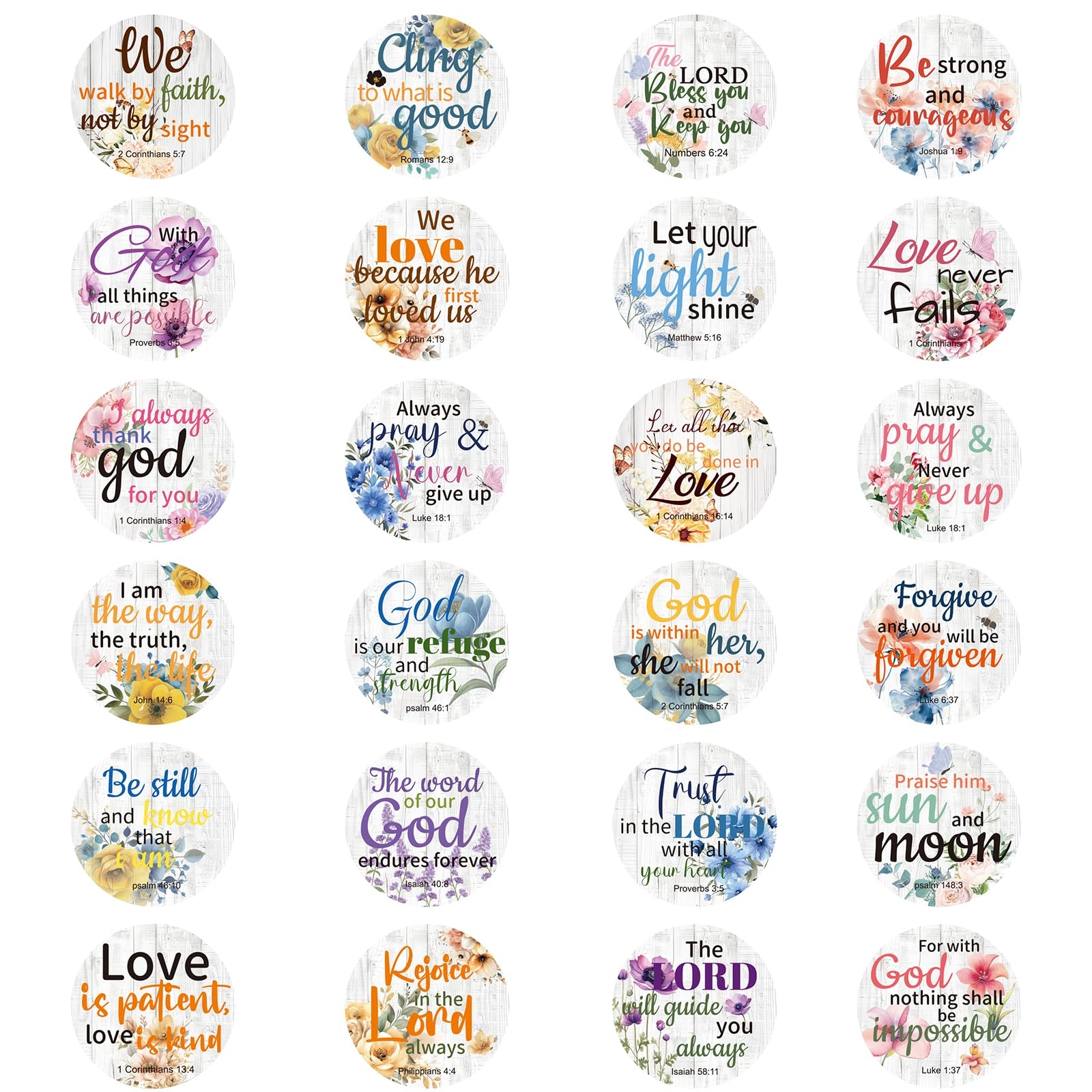 Amazon 600 Pcs Bible Verse Stickers 24 Styles Floral Scripture Stickers Christian Religious Inspirational Decals For Crafts Cards Envelope Seals And Christian Party 1 5 Inch Office Products