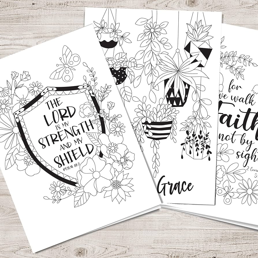 Amazon 8 Count Bible Verse Coloring Cards With Envelopes Art Therapy Thank You Cards Birthday Cards Blank Greeting Cards Relaxation Color In Card Active Handmade Products
