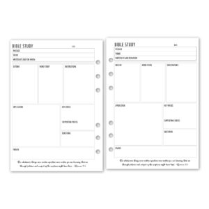 Amazon A5 Bible Study Planner Refill Scripture Study Inserts Sermon Notes Pages Devotional Prayer Journal Refills Ring Binder Or Discbound Compatible Office Products