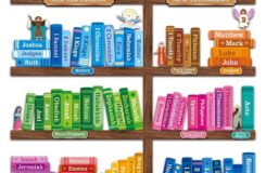 Amazon BeYumi Bible Learning Bookshelf Cutouts 110Pcs Back To School Books Of The Bible Learning Bulletin Board Set Faith Religious Christian Vacation Bible School Sunday School Classroom Chalkboard Decor Office