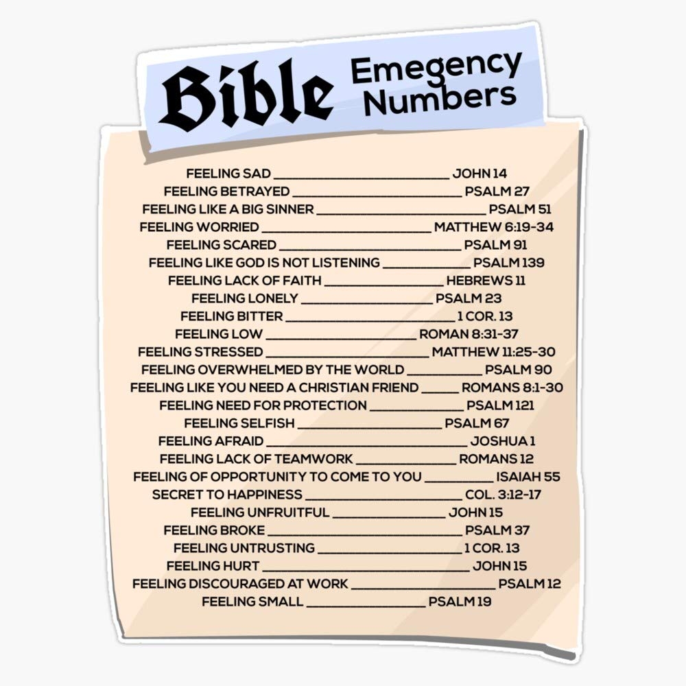 Amazon Bible Emergency Numbers Bible Reference Bible Verses Motivational Design Scripture Sticker Vinyl Bumper Sticker Decal Waterproof 5 Automotive