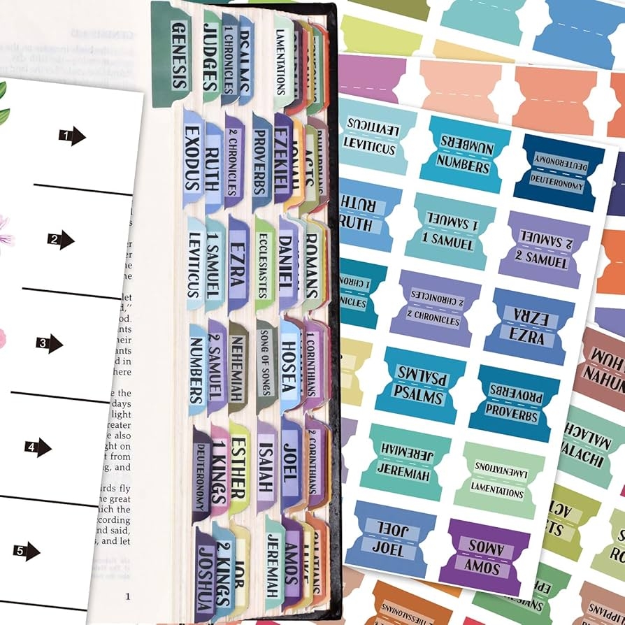 Amazon Bible Index Tabs New Old Testament Tabs Matte Laminated Floral Design Bible Journaling Supplies 122 Pcs Solid Color Office Products